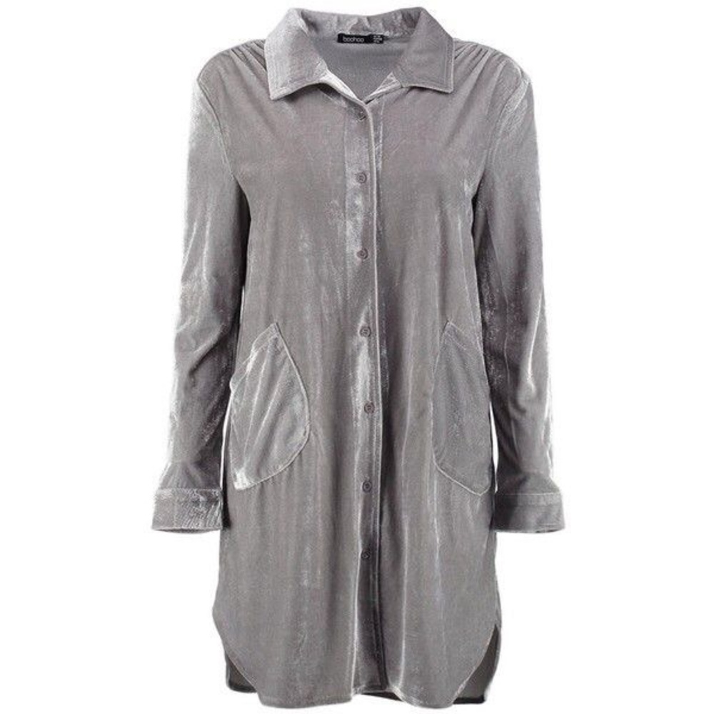 Boohoo Velvet Button Up Dress | Size US 8